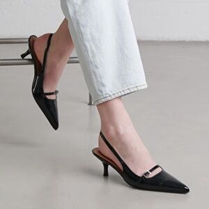 Jonak Paris Patent leather kitten sling back heels